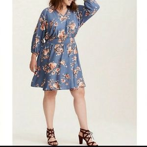 Torrid Blue Jersey Smocked Skater Dress